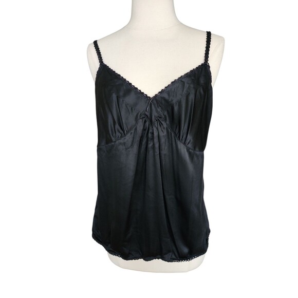 Express Design Studio Babydoll Silk Tank Womens Large Vintage Y2K Black Camisole - Picture 1 of 8